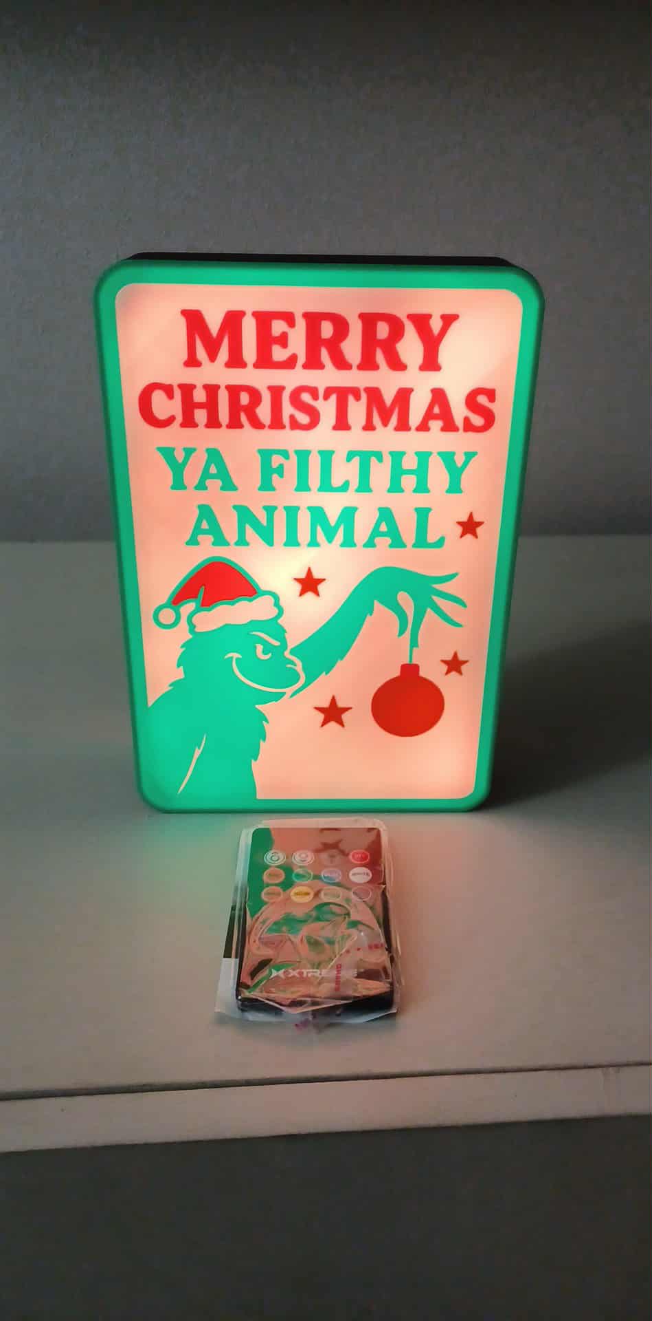 Grinch Filthy Animal LED light box – custom 3D printed – Lit Layer Creations